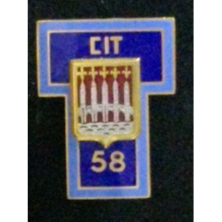 58° CIT : insigne du 58° centre d'instruction des transmissions en émail de fabrication Drago Paris attache à 2 boléros