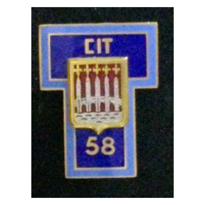 58° CIT : insigne du 58° centre d'instruction des transmissions en émail de fabrication Drago Paris attache à 2 boléros