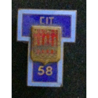 58° CIT : insigne du 58° centre d'instruction des transmissions en émail de fabrication Drago Paris attache à 2 boléros