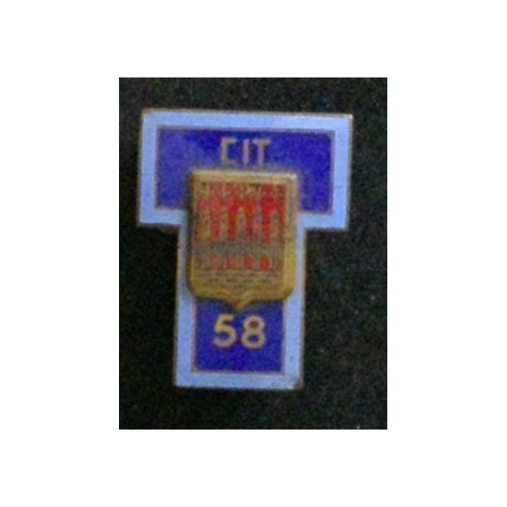 58° CIT : insigne du 58° centre d'instruction des transmissions en émail de fabrication Drago Paris attache à 2 boléros
