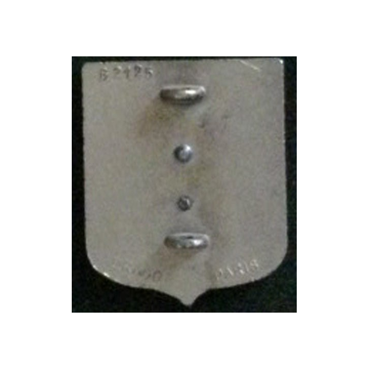 43° RT : insigne du 43° régiment de transmissions de fabrication Drago G. 2125 dos lisse argenté, bleu clair sur le T