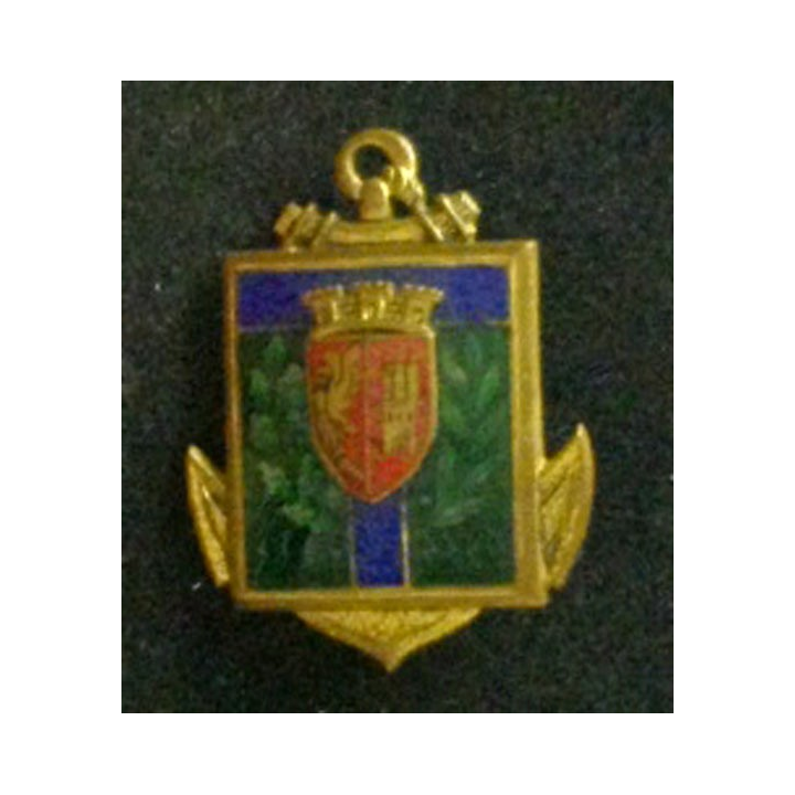 EAT AGEN : insigne de l'école des transmissions d'Agen fabrication Drago G. 1113 en émail dos guilloché doré deux boléros