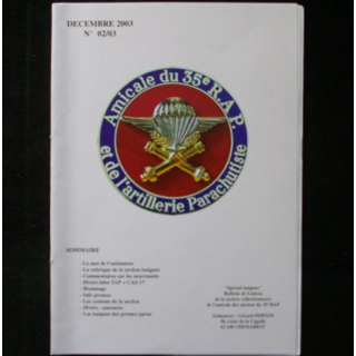 CATALOGUE DE L'AMICALE DU 35°RAP décembre 2003 N°2/3