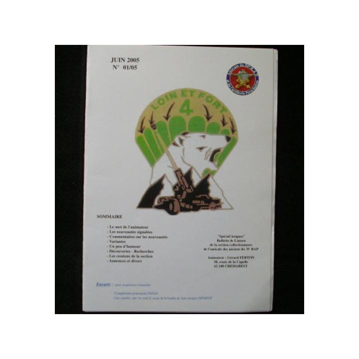 CATALOGUE DE L'AMICALE DU 35°RAP juin 2005 N°1/5