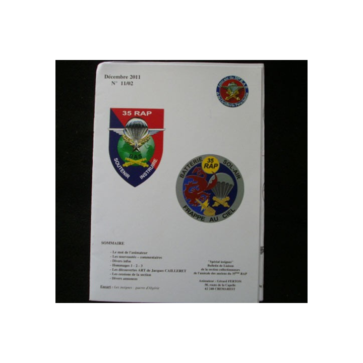 CATALOGUE DE L'AMICALE DU 35°RAP décembre 2011 N°11/2