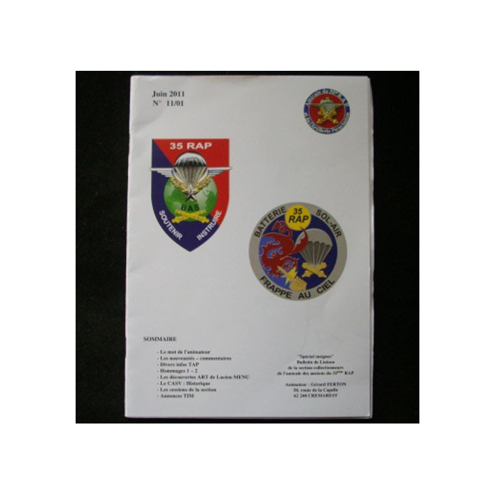 CATALOGUE DE L'AMICALE DU 35°RAP juin 2011 N°11/1