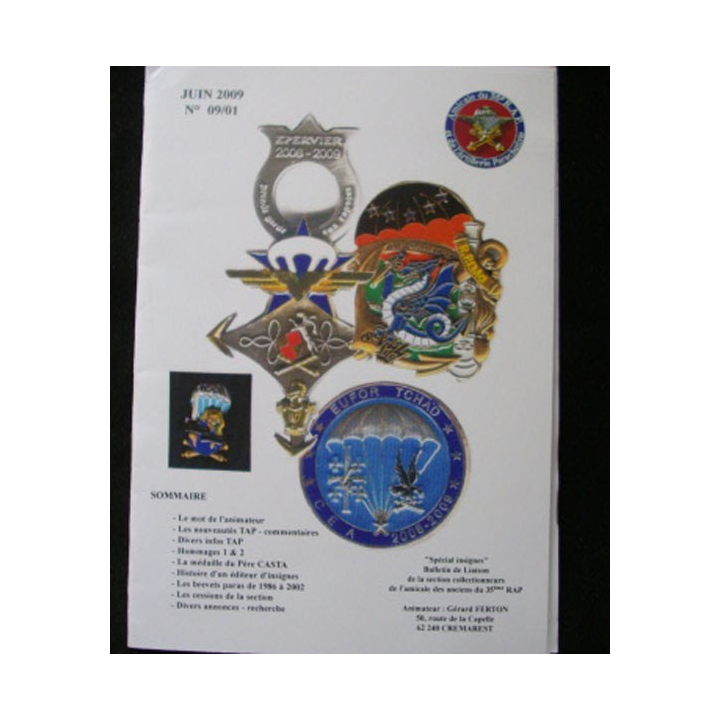CATALOGUE DE L'AMICALE DU 35° RAP Juin 2009 N°9/1
