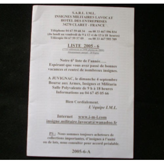 Liste 2005 - 06 catalogue de 251 insignes couleurs côtés par SARL IML