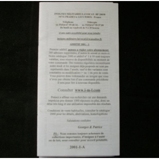 Liste 2001 - 01 catalogue de 363 insignes couleurs côtés par SARL IML