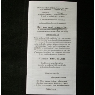Liste 2000 - 10 catalogue de 283 insignes couleurs côtés par SARL IML