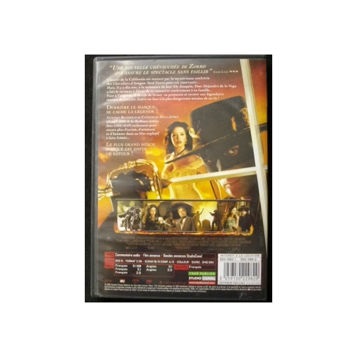 DVD : LA LEGENDE DE ZORRO un film avec Antonio Banderas