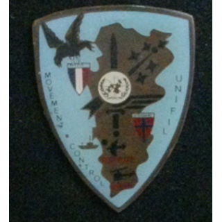 MOVEMENT CONTROL 5°MANDAT UNIFIL : insigne du movement control 5° mandat Unifil 1980 de fabrication locale sans attache