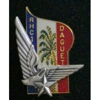 1° RHC : insigne du 1° régiment d'hélicoptères de combat opération Daguet de fabrication Balme