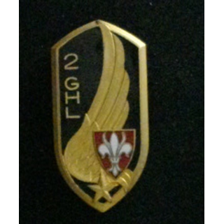 2° GHL : insigne du 2° groupe d'hélicoptères légers de fabrication Arthus Bertrand G. 2645 en émail