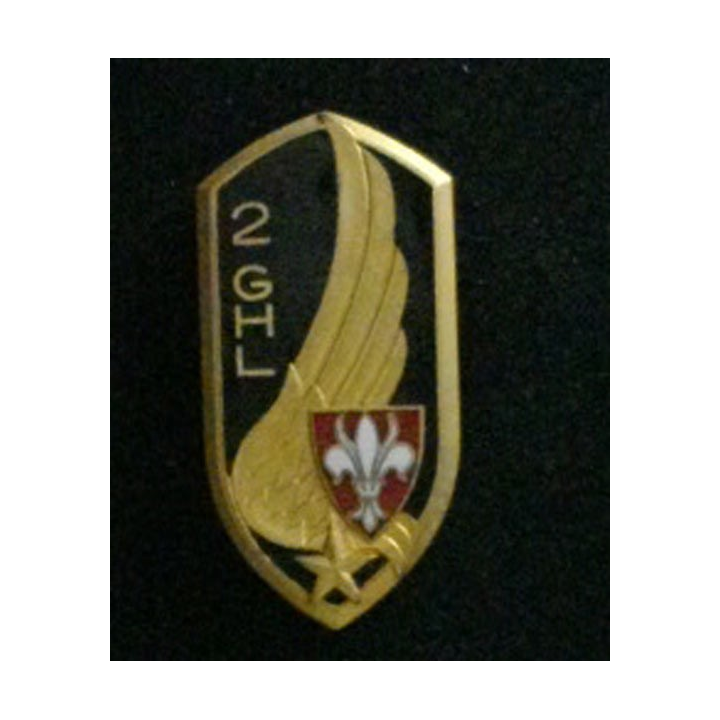 2° GHL : insigne du 2° groupe d'hélicoptères légers de fabrication Arthus Bertrand G. 2645 en émail