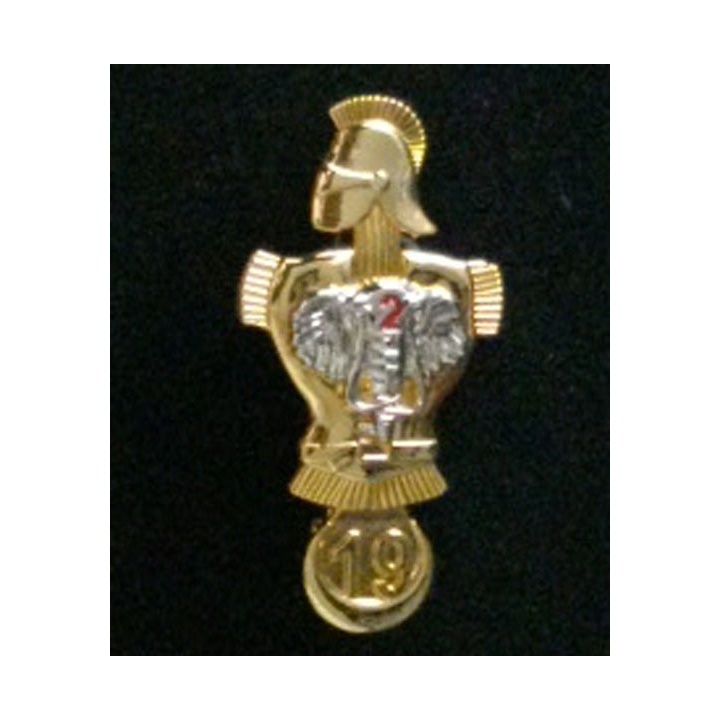 19° RG 2° Cie : insigne de la 2° compagnie éléphant argenté du 19° Régiment du Génie de fabrication GLF