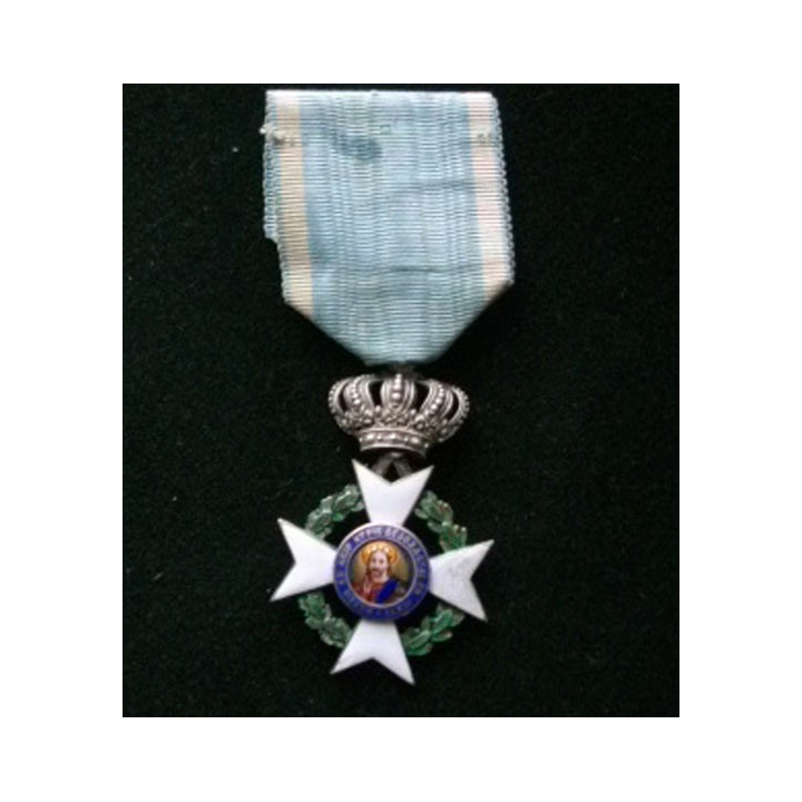 GRECE : croix de chevalier en argent de l'Ordre Royal Rédempteur 1833 - 1863 avec éclats d'émail surfaciques et couronne soudée