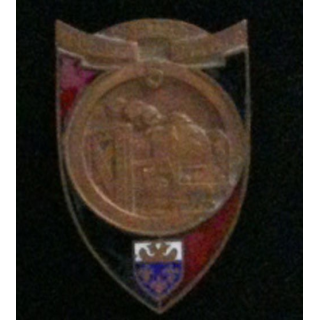 5° RG : insigne du 5° régiment du génie en émail de fabrication Drago H. 212 dos guilloché