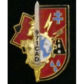 2° RG : insigne de la 971°compagnie d'aide au déploiement du 2° régiment du génie en émail de fabrication JMM