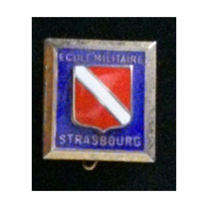 EMS : insigne de l'école militaire de Strasbourg de fabrication en émail Drago G. 436 dos guilloché vaguelé