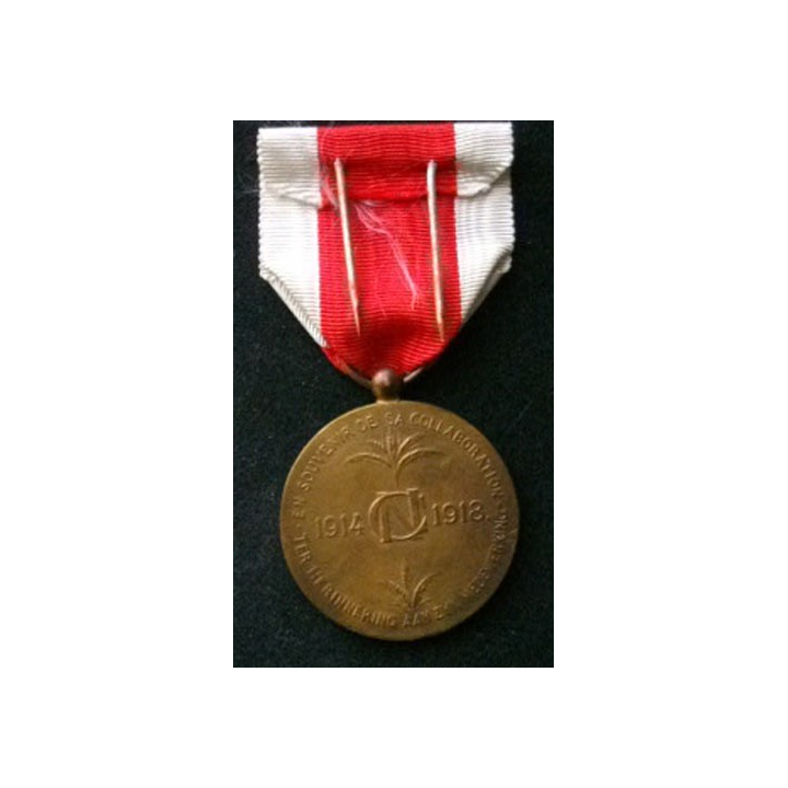 BELGIQUE : médaille commémorative bronze du comité national de secours et d'alimentation 1914-1918