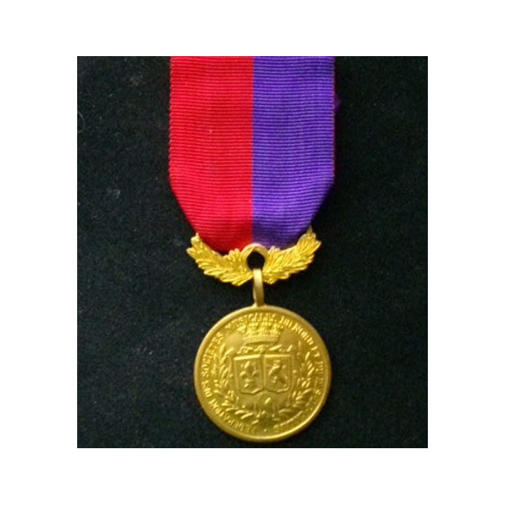 FRANCE : médaille des sociétés musicales du Nord et du Pas de Calais en métal doré de diamètre 3 cm