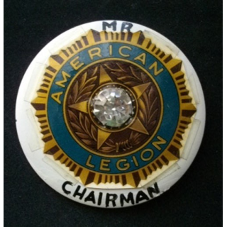USA : plaque de chairman de l'American Legion avec un gros diamant en verre au centre et de diamètre 8,6 cm