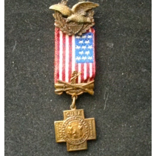 USA : médaille miniature des vétérans de la guerre contre les espagnols à Cuba de 1898 à 1902 en parfait état