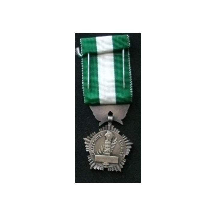 FRANCE : médaille des collectivités locales en bronze argenté petit module signée Crouzat