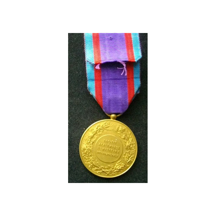 FRANCE : médaille d'or de la société académique d'histoire internationale en bronze  doré de diamètre 3,3 cm