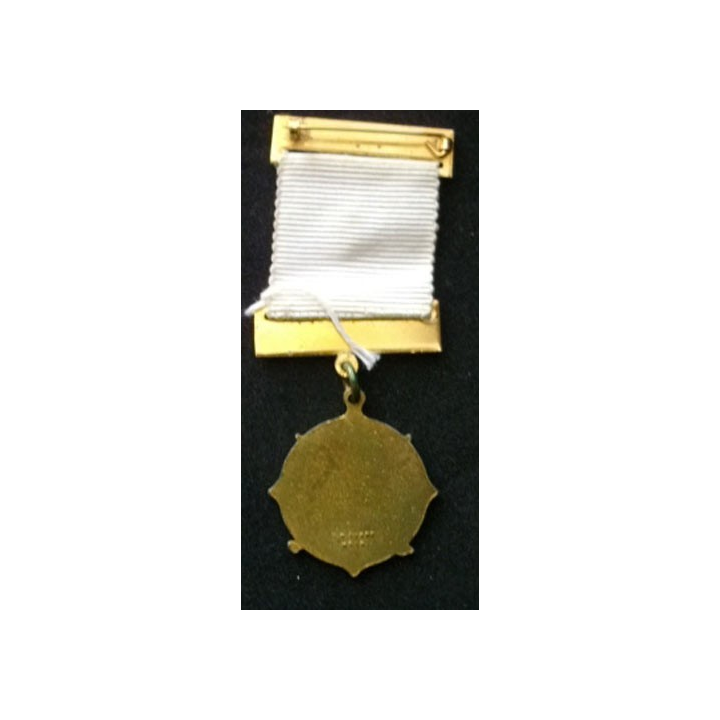 AUSTRALIE : médaille religieuse australienne en émail bleu et ruban blanc de dimension 3,7 cm x 9 cm