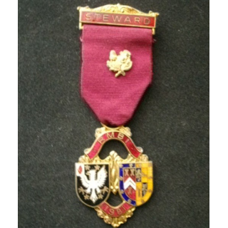 FRANC-MAÇONNERIE : médaille anglaise de la Royal masonic institute for Boys 1981 en émail avec la barrette steward
