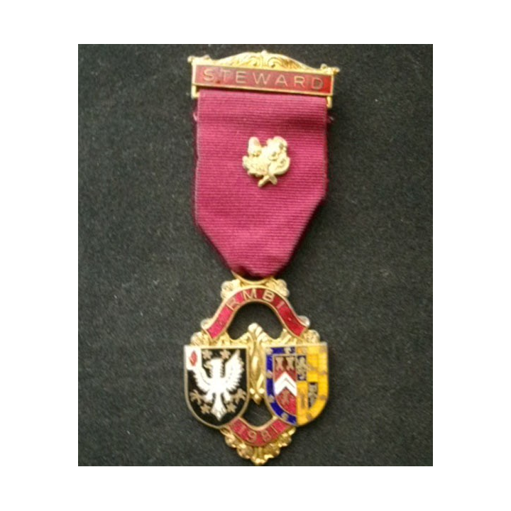 FRANC-MAÇONNERIE : médaille anglaise de la Royal masonic institute for Boys 1981 en émail avec la barrette steward