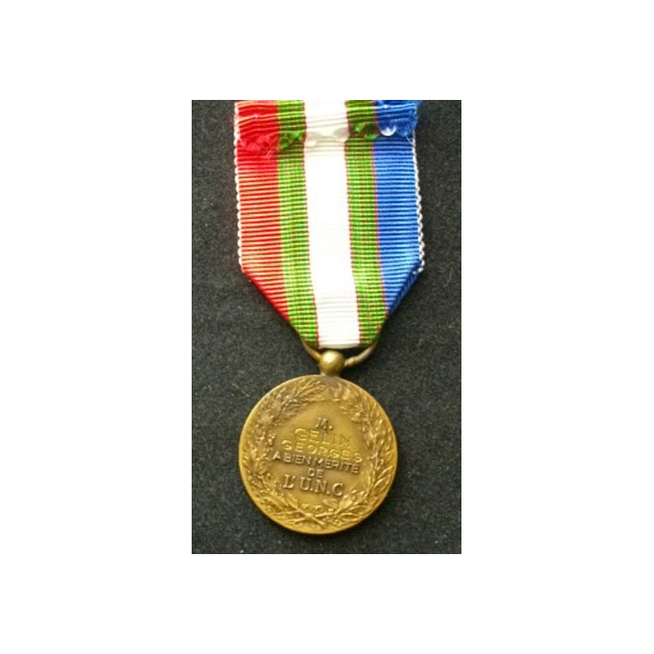 FRANCE : médaille de l'Union Nationale des Combattants UNC en bronze attribuée à Georges Gelin