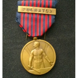 BELGIQUE : médaille des volontaires belges avec la barrette "pugnator" en bronze