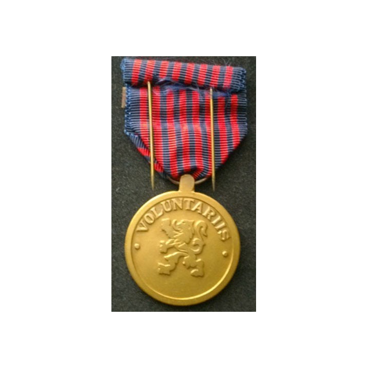 BELGIQUE : médaille des volontaires belges avec la barrette "pugnator" en bronze