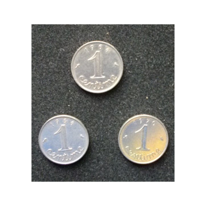 FRANCE : 3 pièces de 1 centimes 2 de 1964 et 1 de 1970