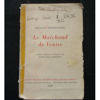 Le marchand de Venise de William Shakespeare édité en 1946