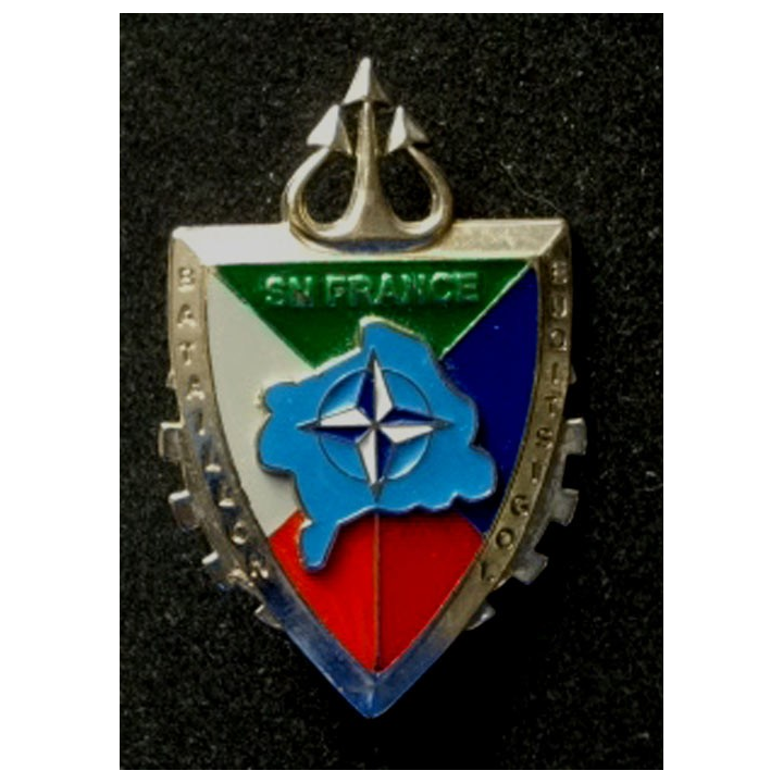 TRAIN : insigne du bataillon logistique opération Trident, Kosovo Force (KFOR) SN France de fabrication Delsart