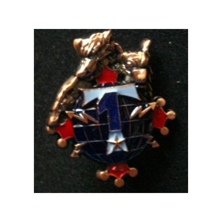48° RT : insigne de la 1° compagnie du 48° régiment de transmissions de fabrication IMC, 1 bleu foncé