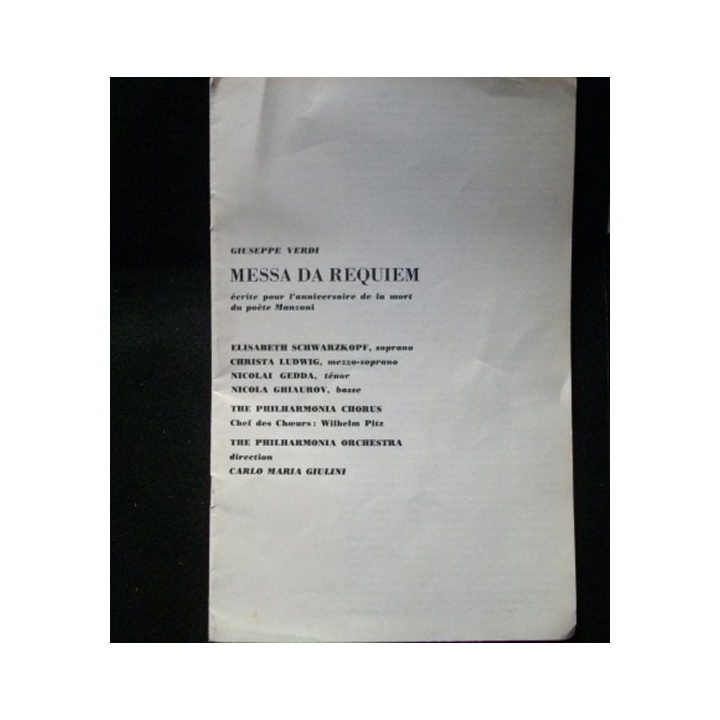 livret de la Messa da requiem de Giuseppe Verdi Manzoni