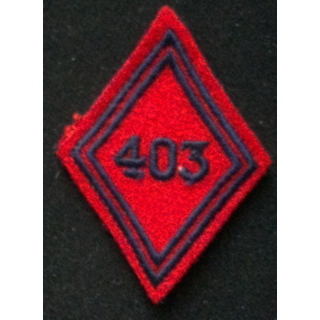 losange de bras modèle 45 ARTILLERIE 403° RAA TROUPE : insigne de losange de bras modèle 45 du 403° régiment d'artillerie troupe