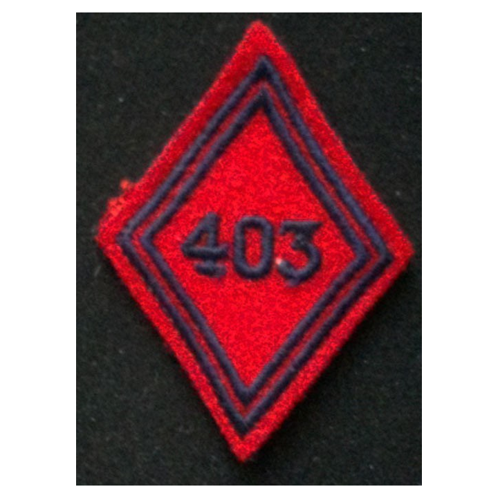 losange de bras modèle 45 ARTILLERIE 403° RAA TROUPE : insigne de losange de bras modèle 45 du 403° régiment d'artillerie troupe