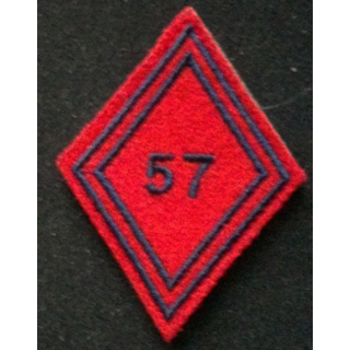 losange de bras modèle 45 ARTILLERIE 57° RA TROUPE : insigne de losange de bras modèle 45 du 57° régiment d'artillerie troupe