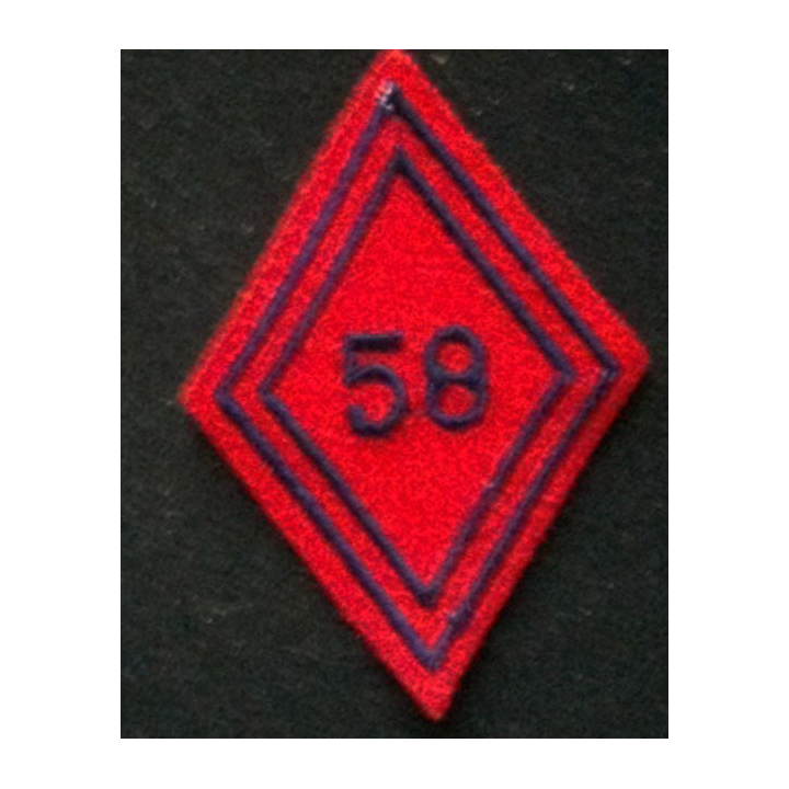 losange de bras modèle 45 : 58° régiment d'artillerie troupe