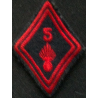 losange de bras modèle 45 INFANTERIE 5° RI TROUPE : insigne de losange de bras modèle 45 du 5° régiment d'infanterie troupe
