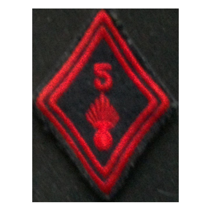 losange de bras modèle 45 INFANTERIE 5° RI TROUPE : insigne de losange de bras modèle 45 du 5° régiment d'infanterie troupe