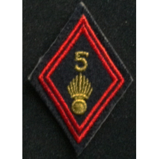 losange de bras modèle 45 INFANTERIE 5° RI CADRE : insigne de losange de bras modèle 45 du 5° régiment d'infanterie cadre