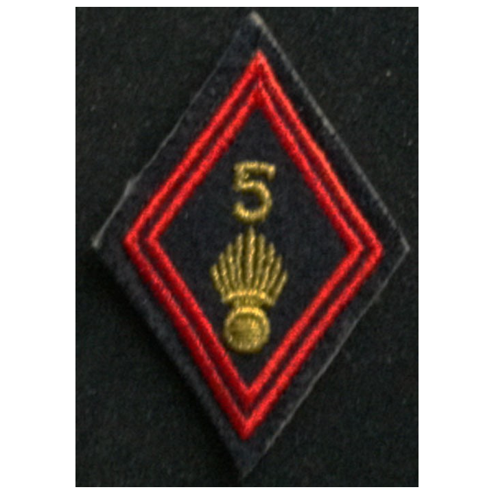 losange de bras modèle 45 INFANTERIE 5° RI CADRE : insigne de losange de bras modèle 45 du 5° régiment d'infanterie cadre