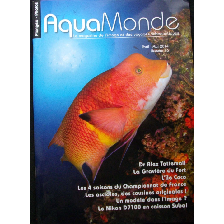 AQUAMONDE N° 56  Avril-mai 2014 : superbe magazine d'Aquamonde n° 56 sur l'image et les voyages subaquatiques
